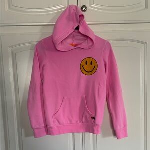 Girls Aviator Nation Pink Smiley Face Kids Hoodie
